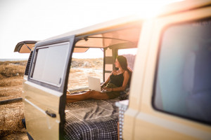 Digital nomad traveling in van